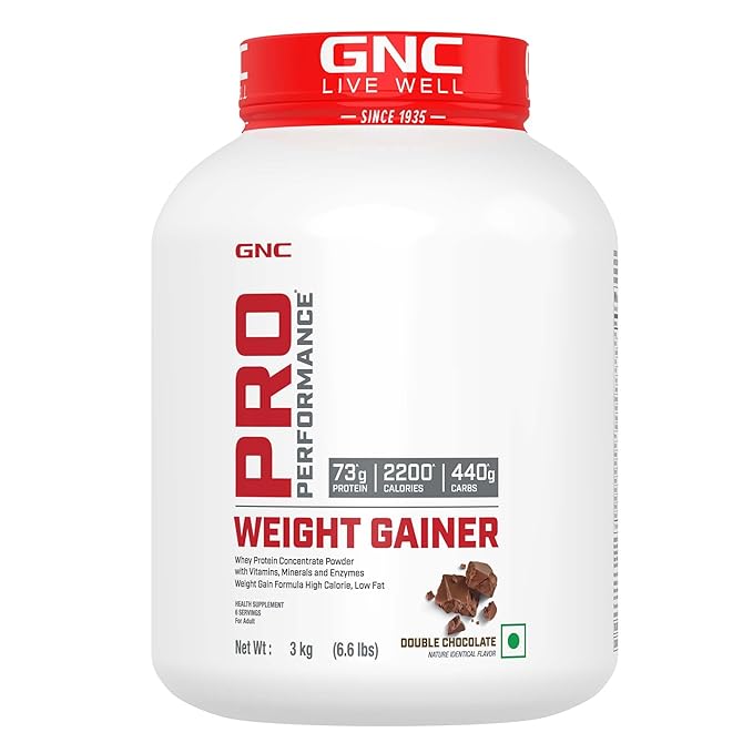 GNC Pro Performance Weight Gainer|3 Kg|Healthy Body Gains|Reduces Muscle Breakdown|Increases Energy &amp; Endurance|73g Protein|440g Carbs|2200 Cal|Double Chocolate, powder